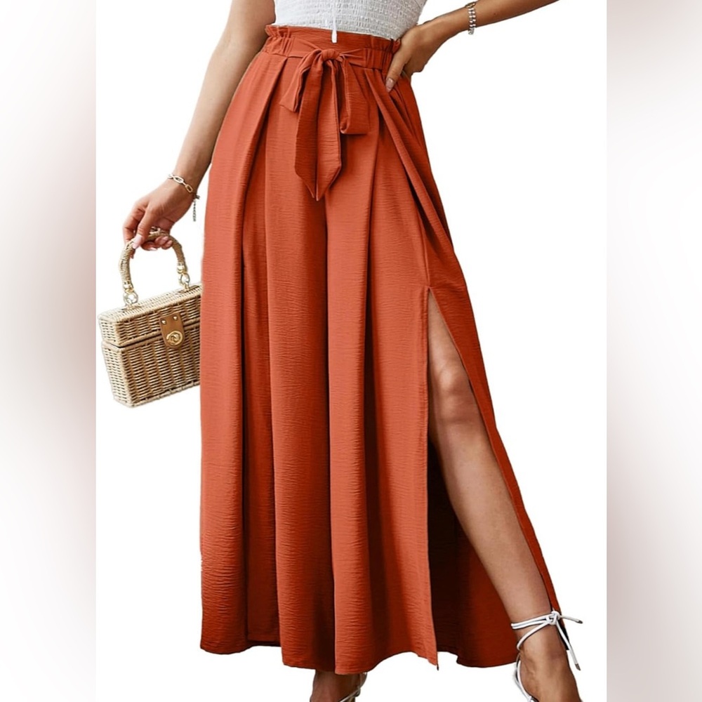 Rust Orange Pants with Slit